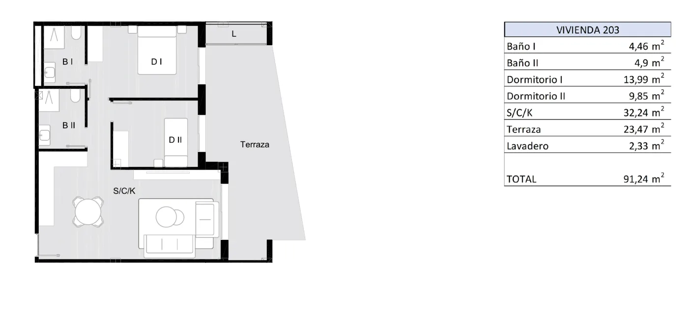 Plattegrond, 2 slpk · verdieping, Residencial Nature: werktekening met elke ruimte aangegeven.